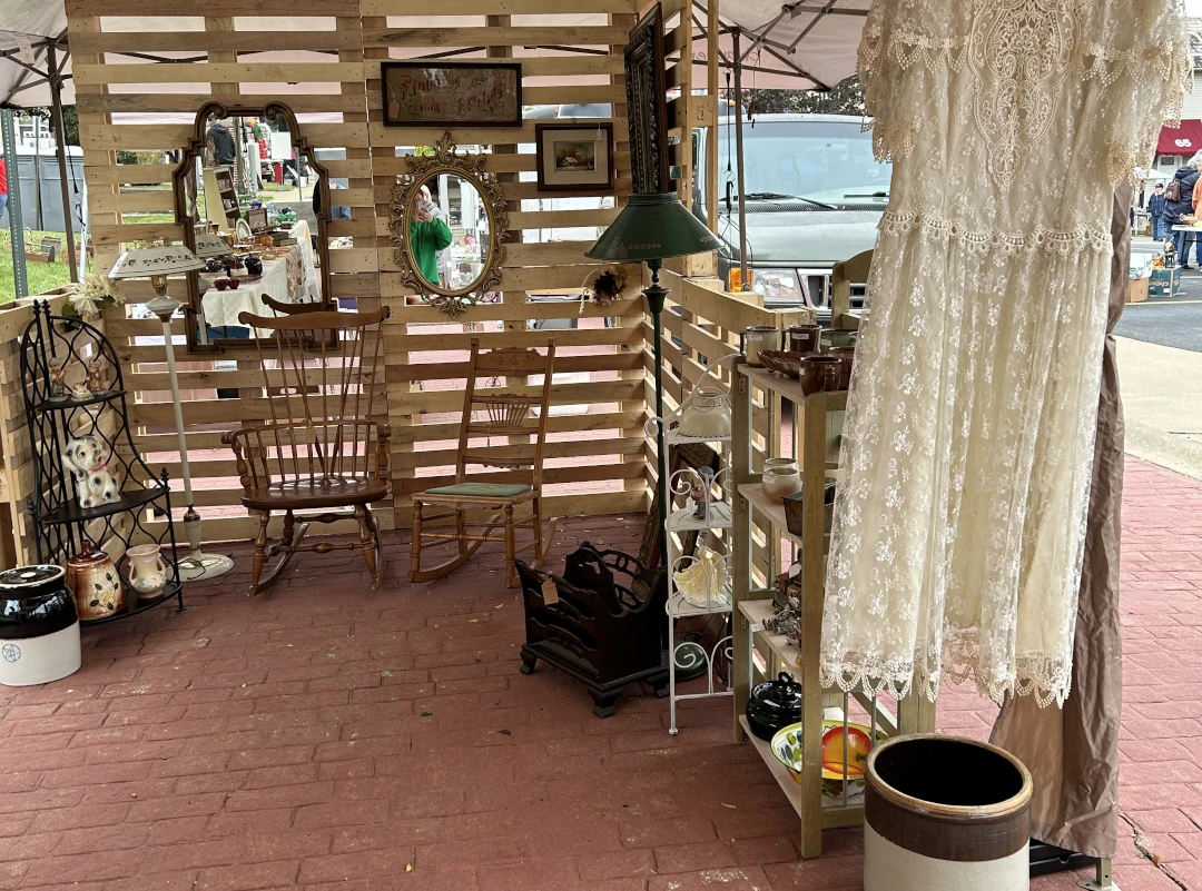 dress hanging up in vendor area