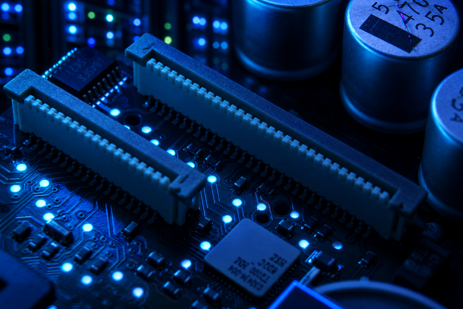 Alt-tag: GPU sobre luz azul
