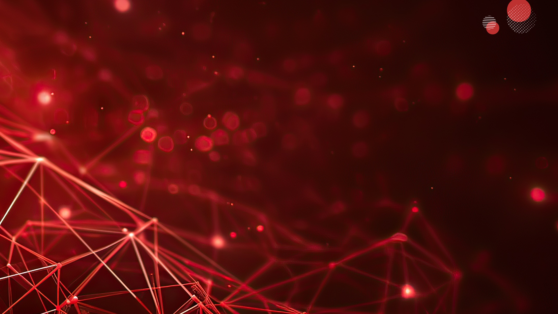 Imagem abstrata em tons de vermelho, com linhas de conexão e pontos de luz que remetem a redes digitais e tráfego de dados, representando o conceito de largura de banda em servidores.