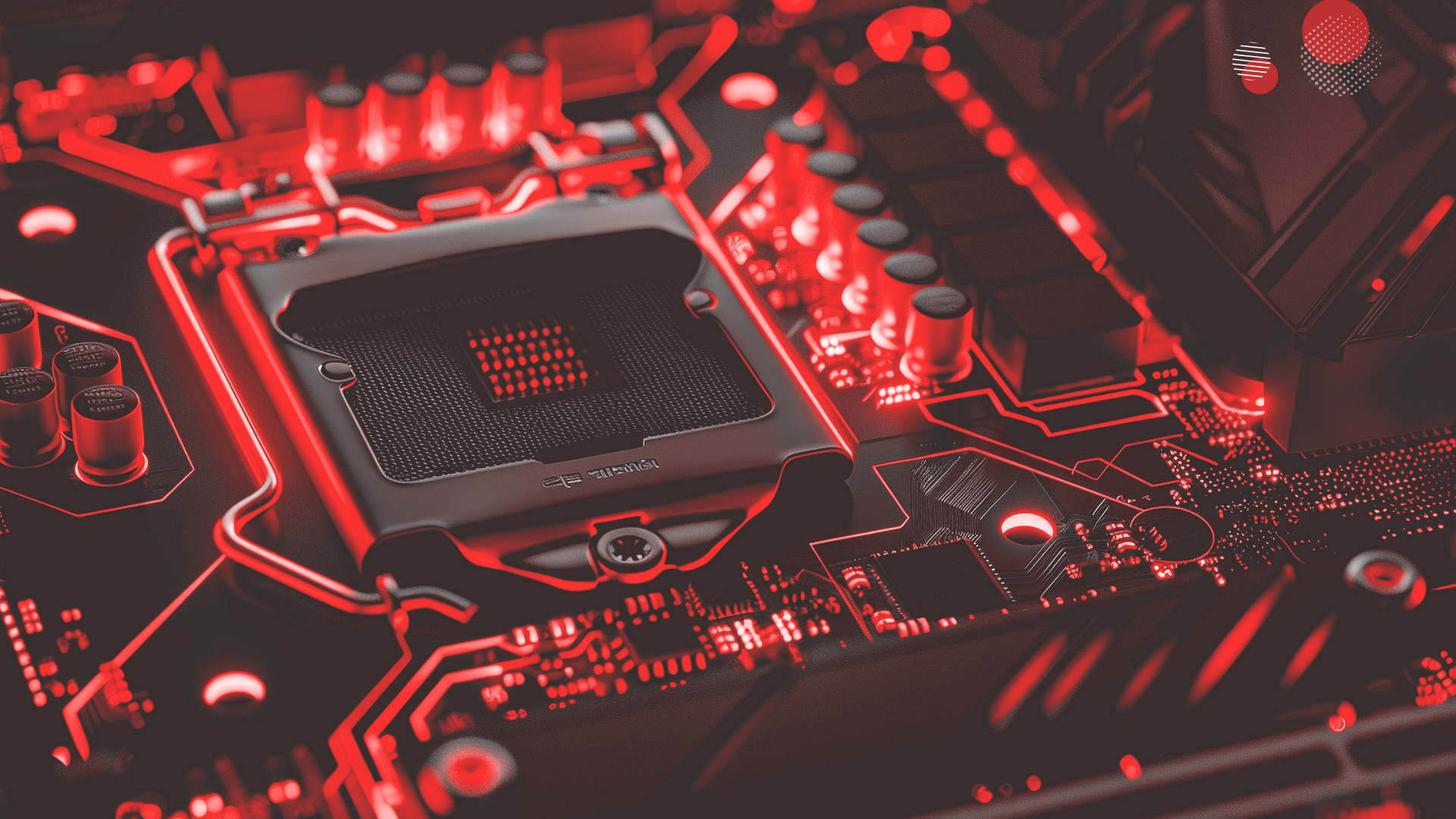 Imagem de placa-mãe com socket de CPU em destaque, representando o funcionamento interno de um processador, núcleos (cores) e threads em servidores.