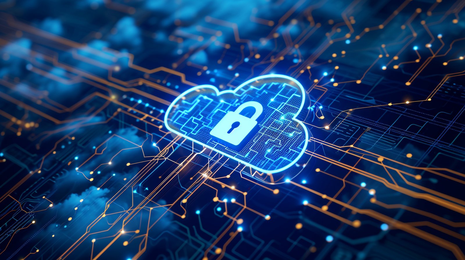 Imagem de um data center com racks de servidores e interface digital exibindo um ícone de nuvem em destaque, representando computação em nuvem, armazenamento de dados e infraestrutura de cloud computing. A ilustração simboliza servidores dedicados, nuvem privada, backup em nuvem, virtualização, monitoramento de sistemas e soluções de TI para empresas.