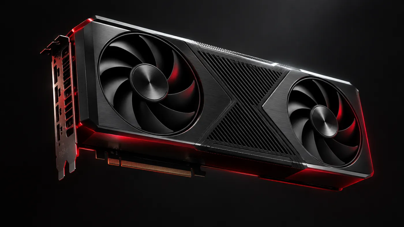Placa de vídeo profissional de alto desempenho em fundo escuro, representando a GPU dedicada RTX PRO 6000 usada para rodar LLMs em servidores corporativos.