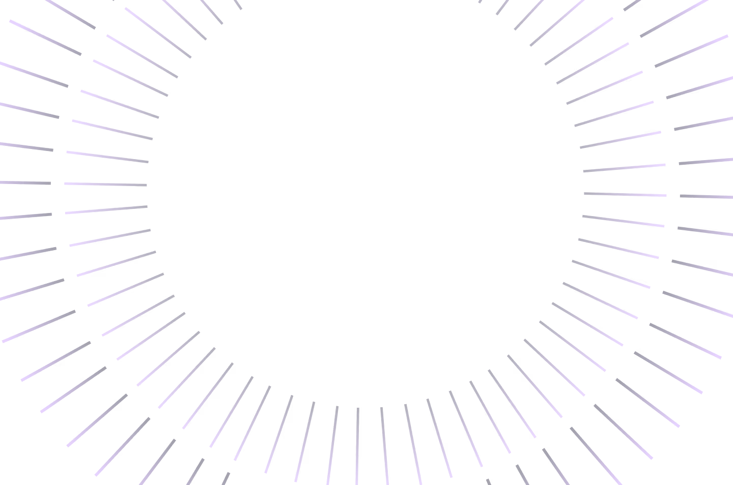 Circular pattern of purple neon light bars radiating outward on black background.