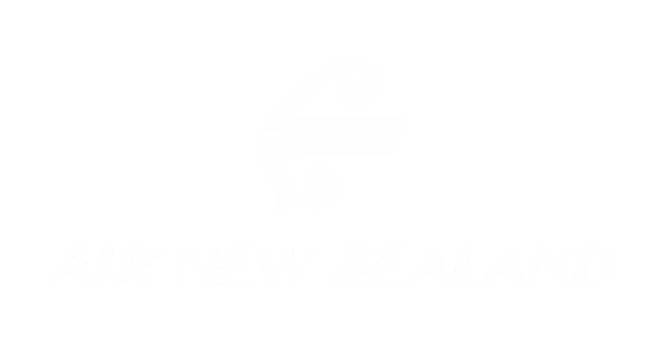Air New Zealand logo with stylized koru symbol above the text.