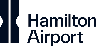 Hamilton Airport logo with stylized letter H and text.