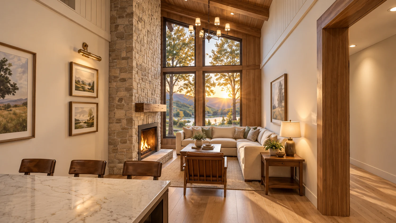 Architect-based proposed-facility visualization: living room at The Lake.
