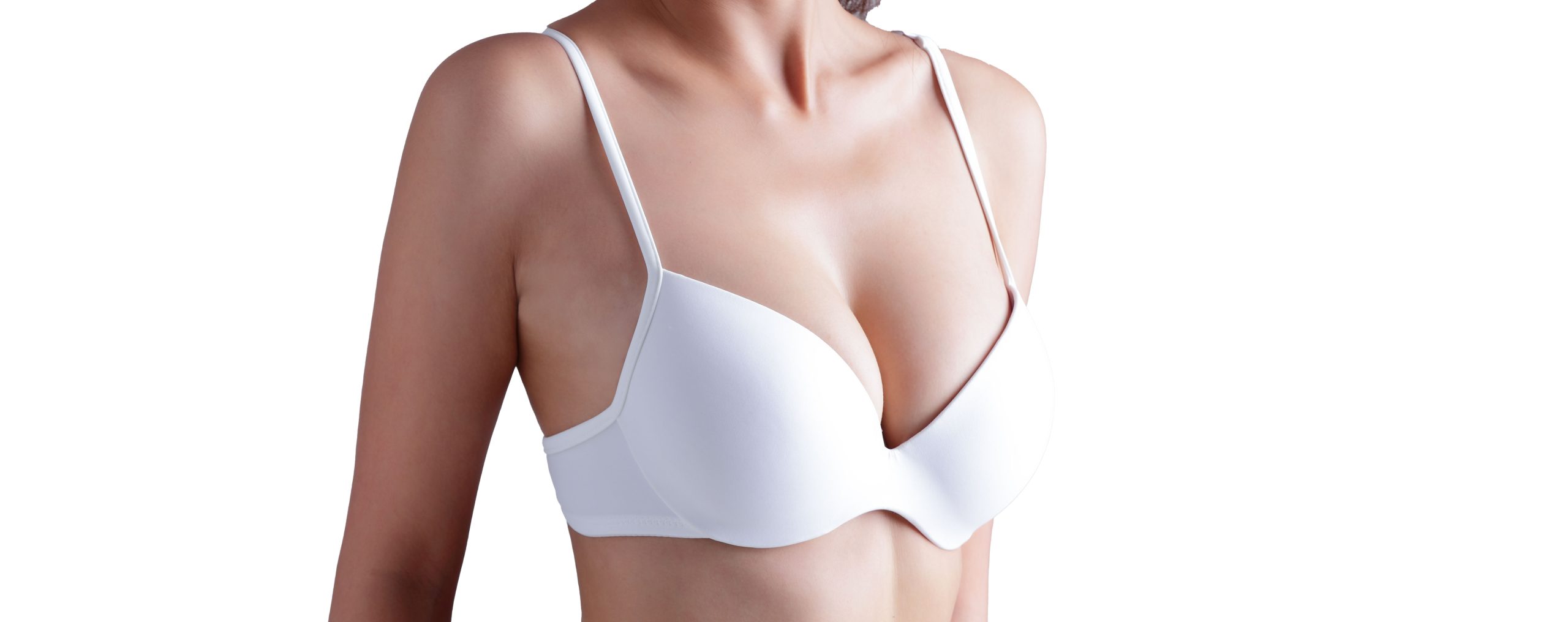 Woman wearing a white bra, from the original Breast page