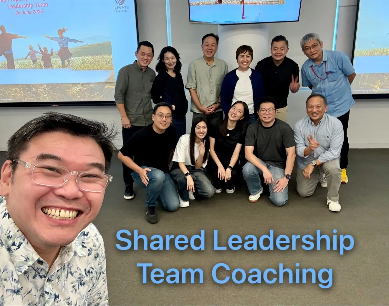 Danny with a leadership team after a Shared Leadership Team Coaching session