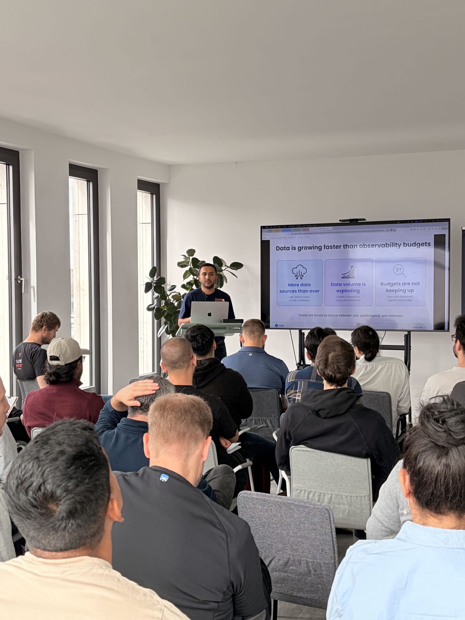 An Imply team member presenting at a company event