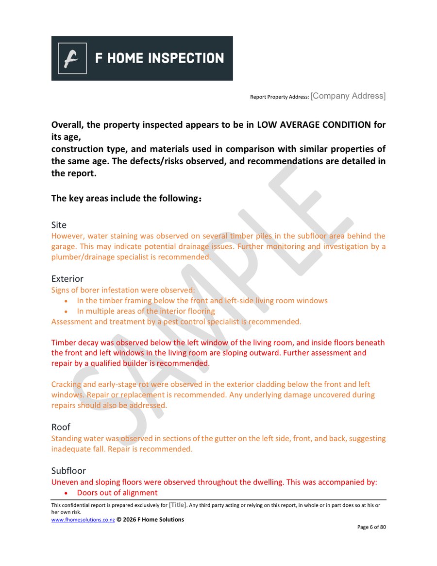 Key findings page with graded notes