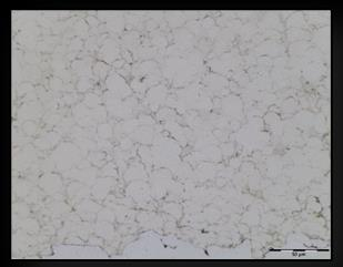 Ti-6-4 warm spray coating cross-section, 50 micrometre scale