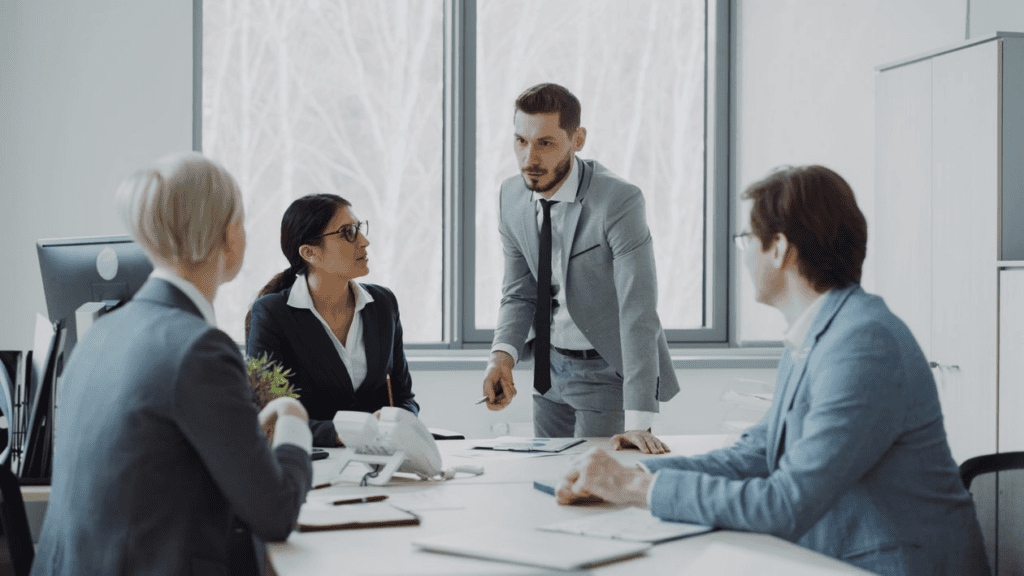 executives reviewing trial payment standards