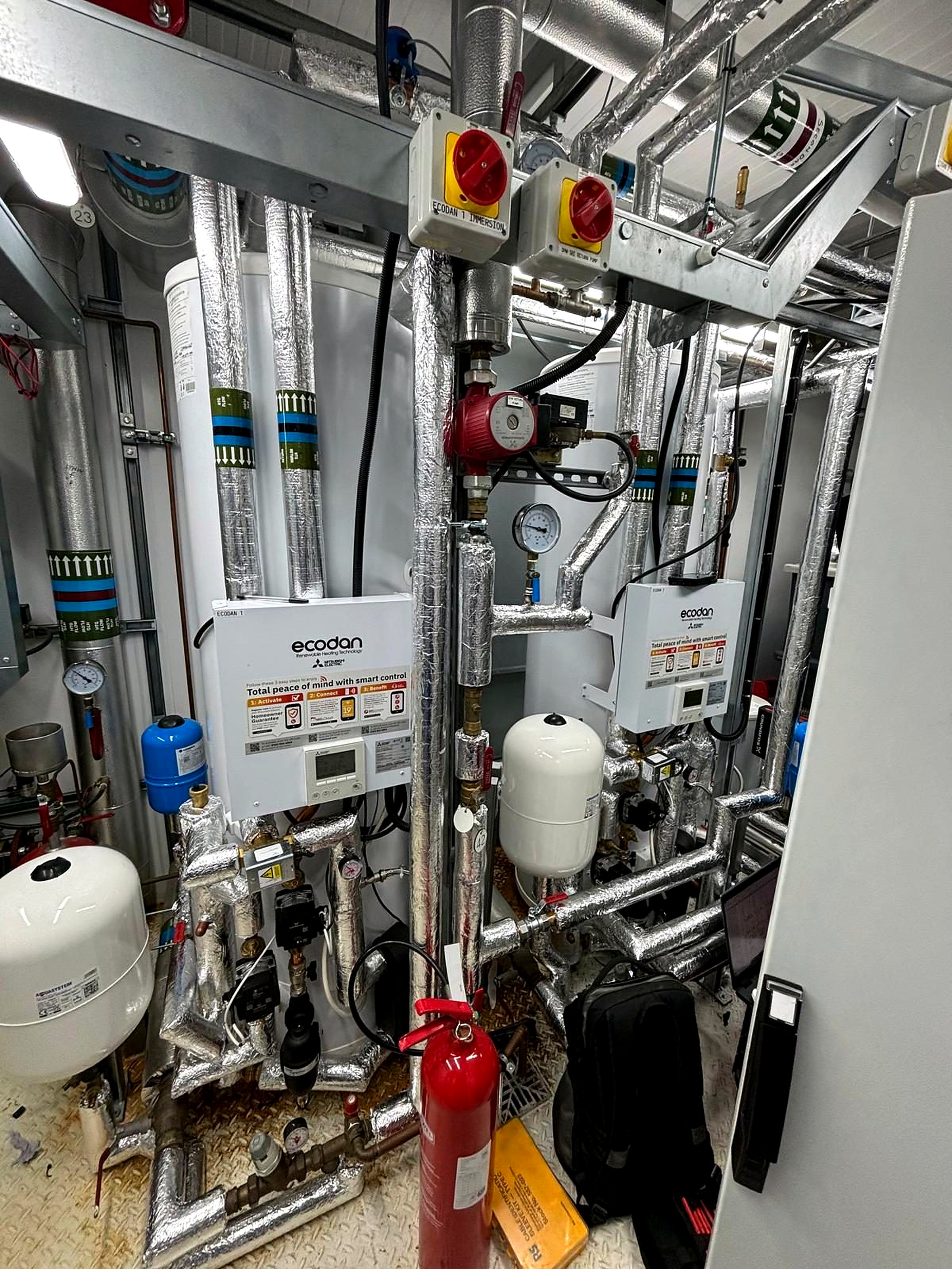Mitsubishi Ecodan domestic hot water plant room upgrade