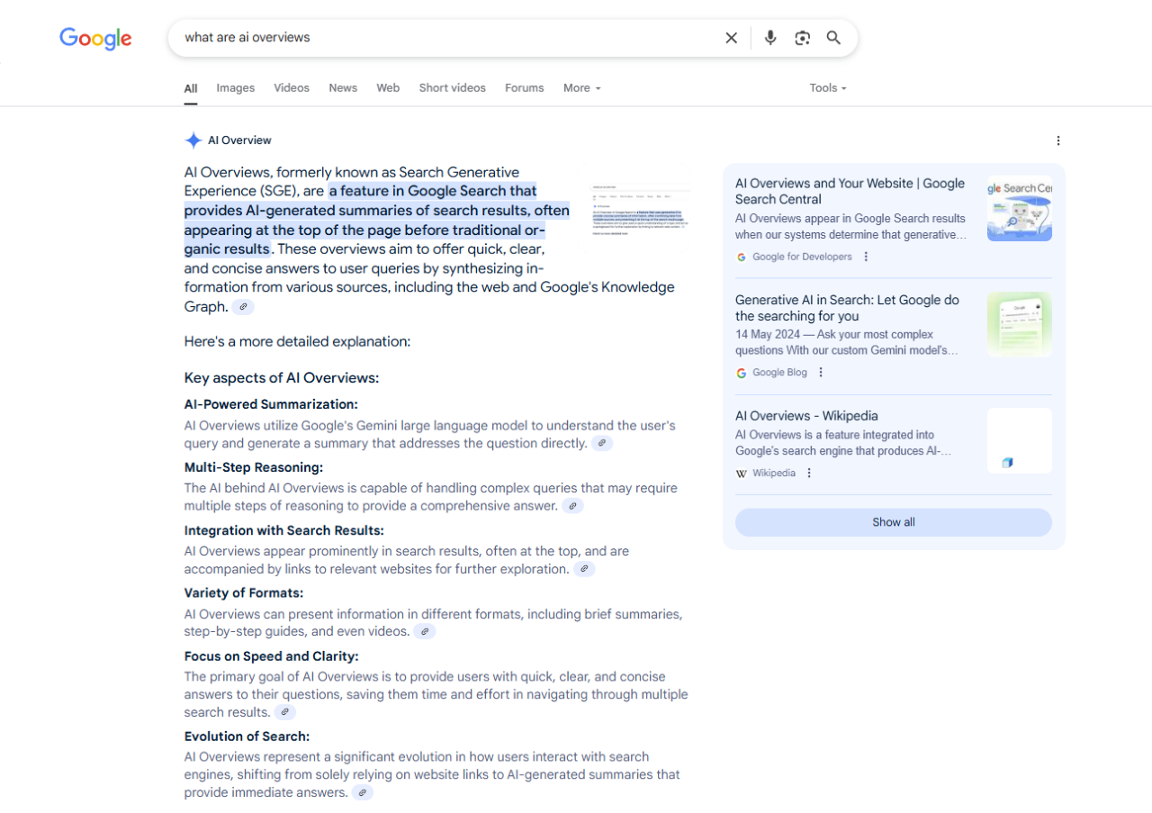 Google search: What are AI Overviews?