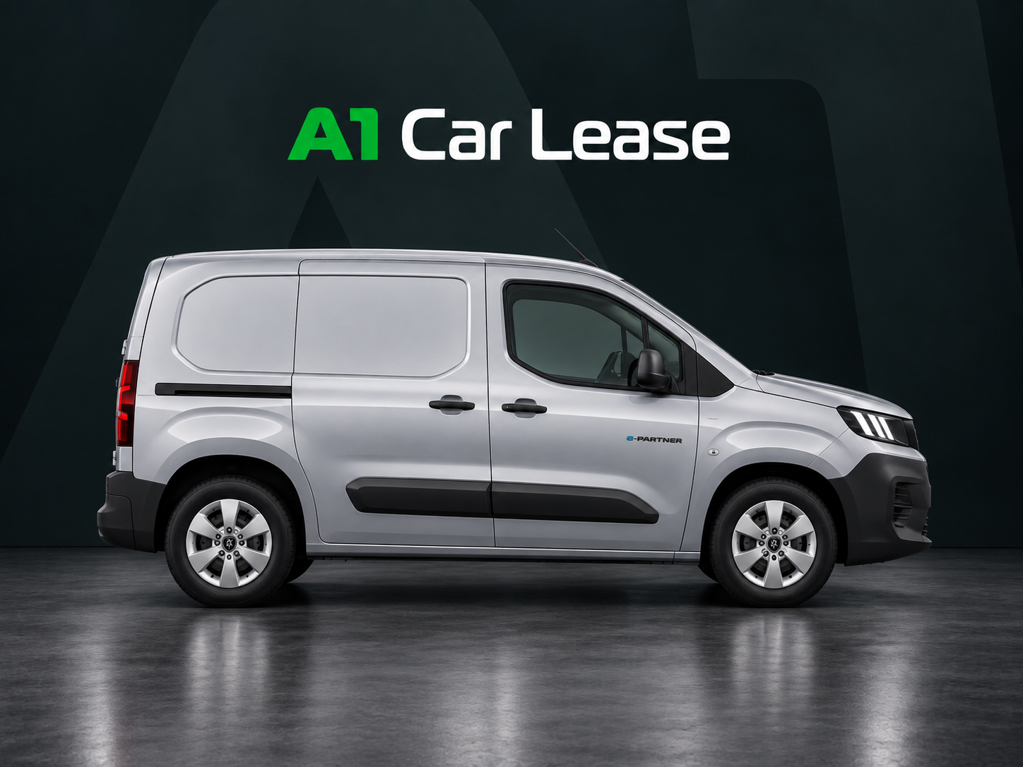 Presentatiebeeld bij de Peugeot ePartner van A1 Car Lease