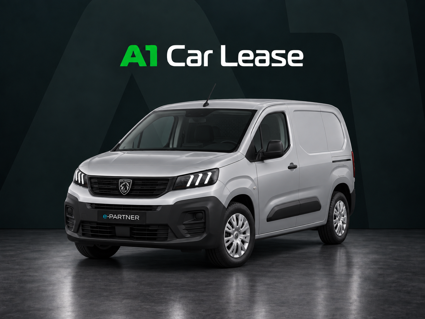 Presentatiebeeld bij de Peugeot ePartner van A1 Car Lease