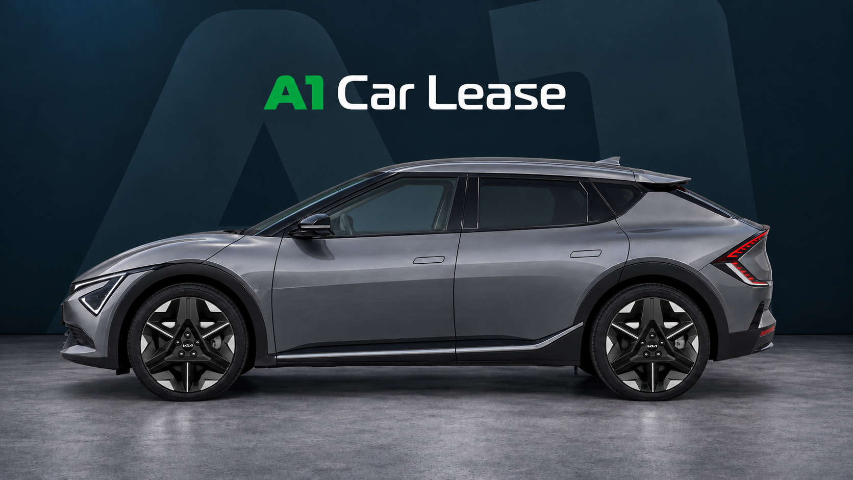 Kia EV6 Plus Interstellar Grey – linkerzijkant, AI-catalogusbeeld