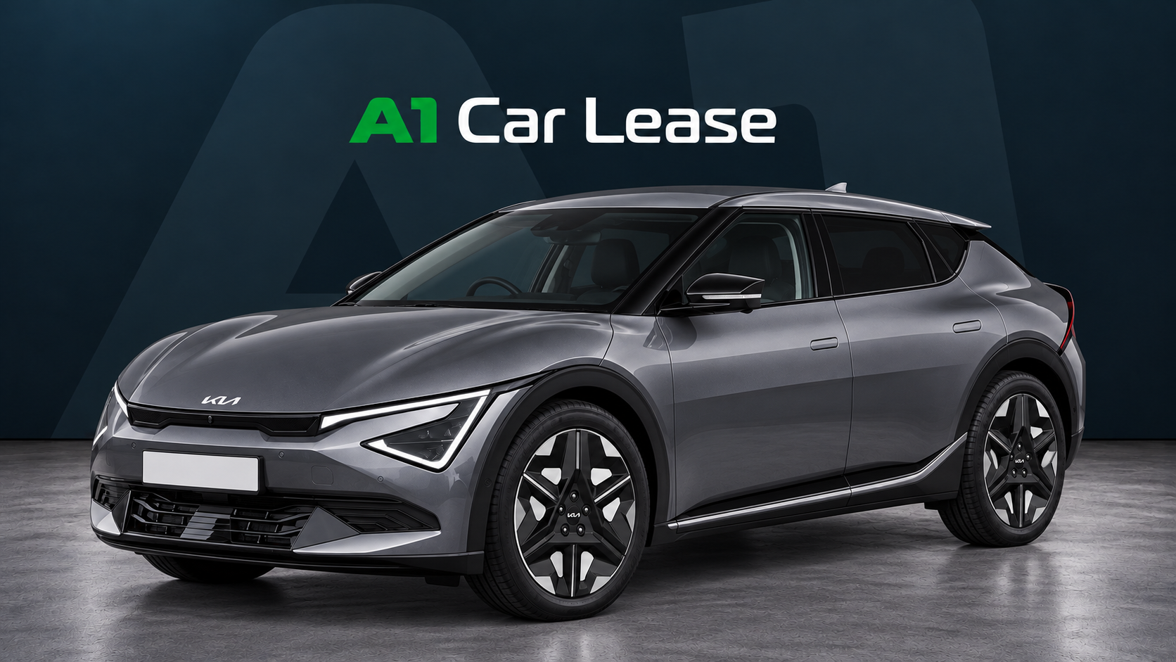Kia EV6 Plus Interstellar Grey – rechtsvoor, AI-catalogusbeeld