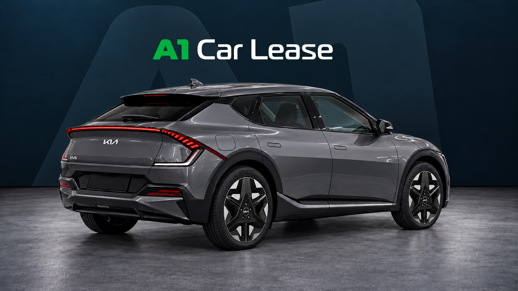 Kia EV6 Plus Interstellar Grey – rechtsachter, AI-catalogusbeeld