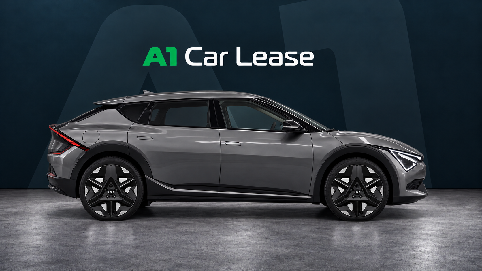 Kia EV6 Plus Interstellar Grey – rechterzijkant, AI-catalogusbeeld