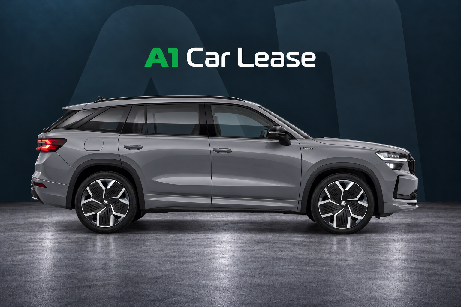 Škoda Kodiaq 1.5 TSI iV Sportline Business Steel Grey – rechterzijkant – AI-catalogusbeeld