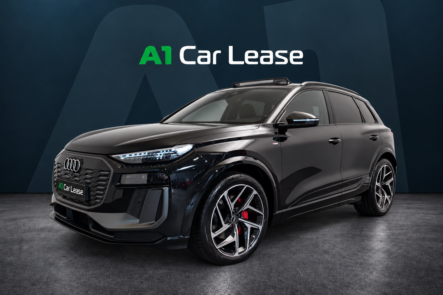 Audi Q6 e-tron S edition performance 100 kWh 306 pk in Mythoszwart metallic, linksvoor – digitale presentatie