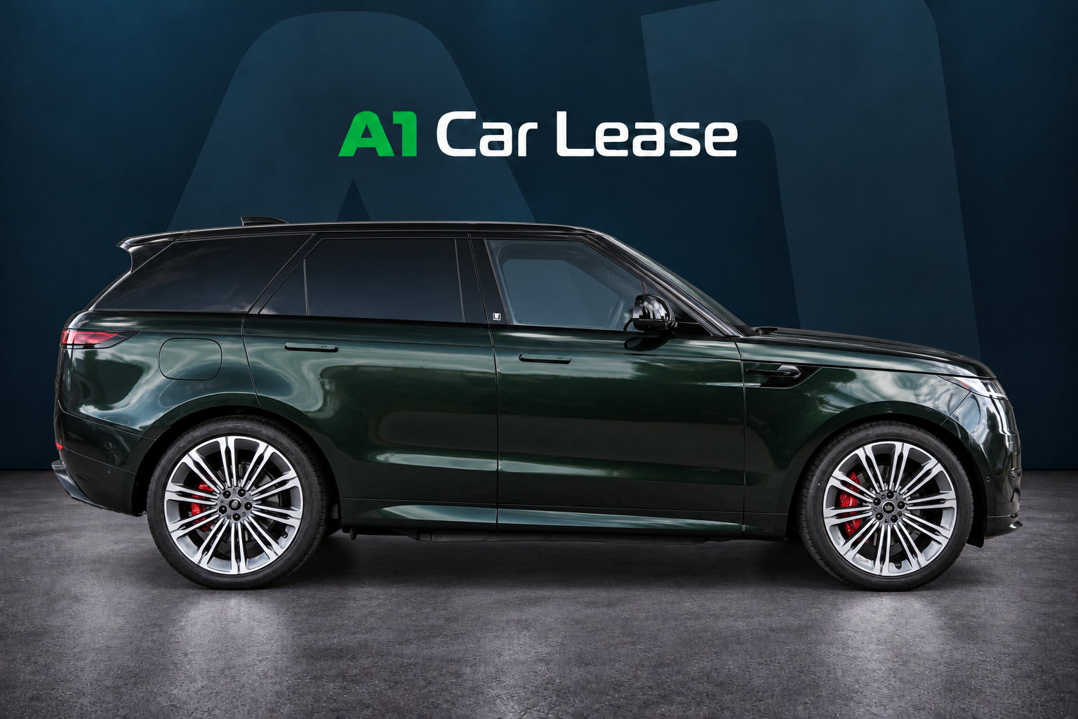 Range Rover Sport P460e Dynamic SE British Racing Green – rechterzijkant – AI-bewerkte impressie