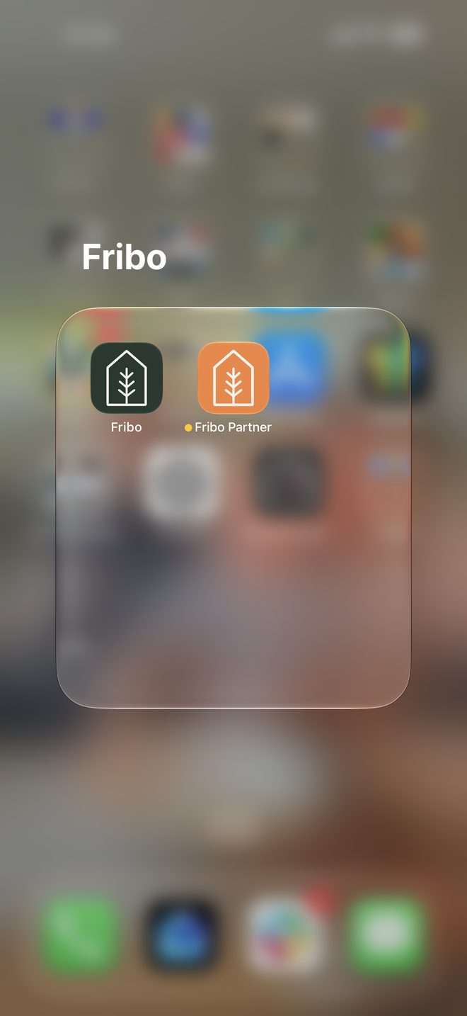 Fribo-appen og Fribo Partner i en mappe på telefonen