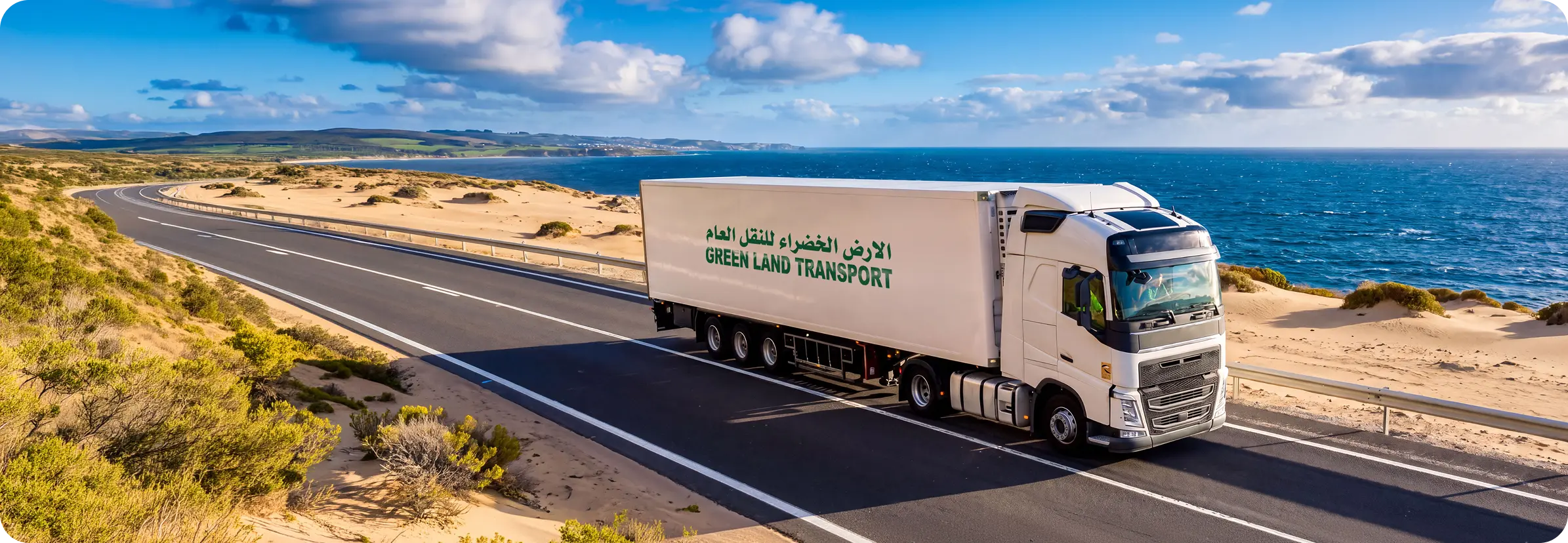 M.A.H.Y. Khoory truck on a desert highway