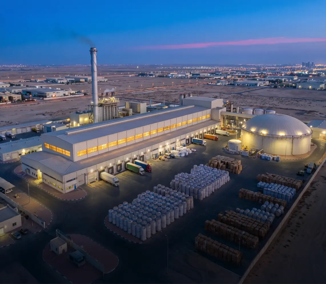 Paper machine hall at the Al Dhafra mill in Musaffah, Abu Dhabi