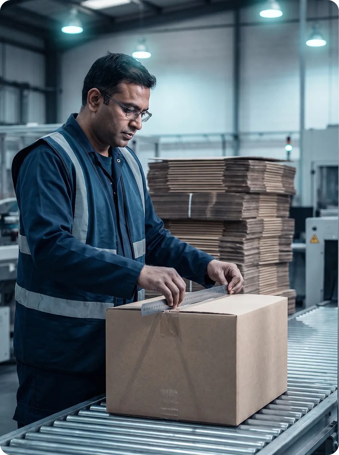 Inspecting a finished carton before dispatch