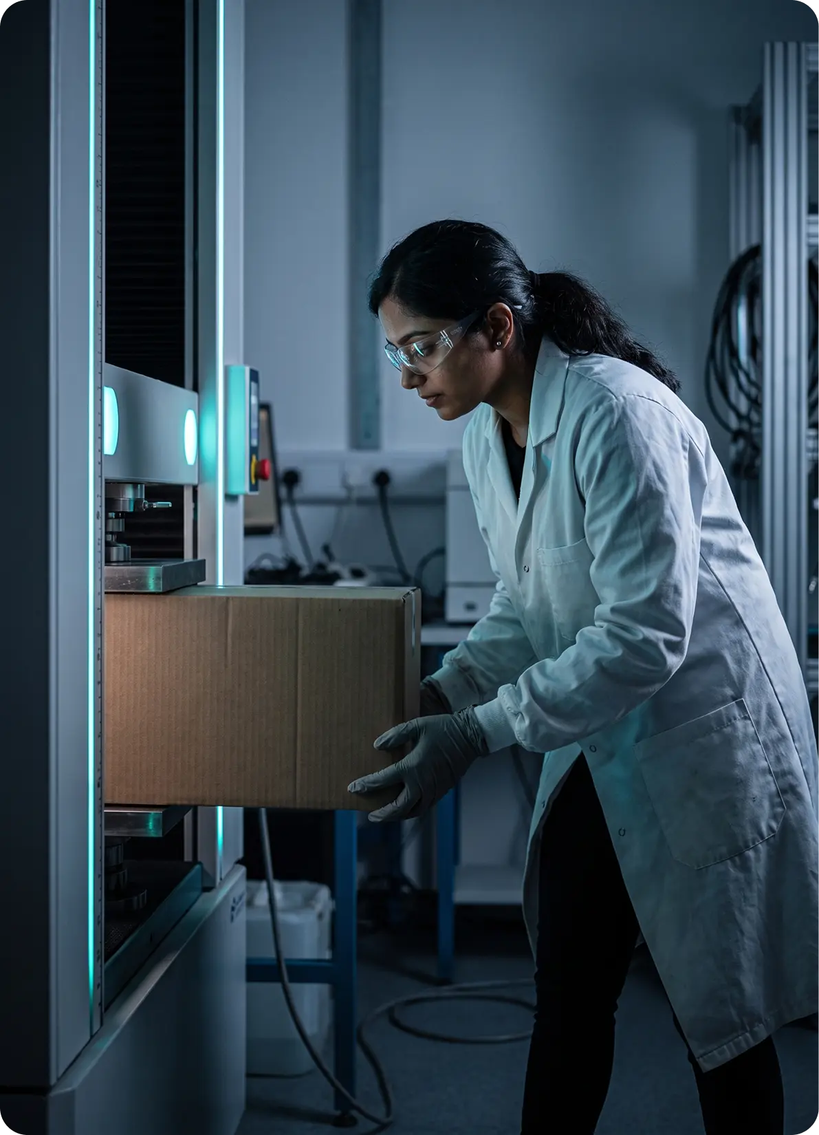 Testing a carton in the quality laboratory