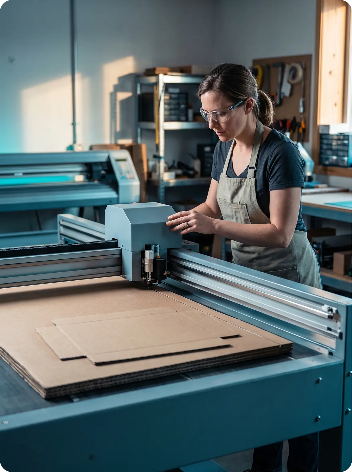 Cutting a sample carton before production