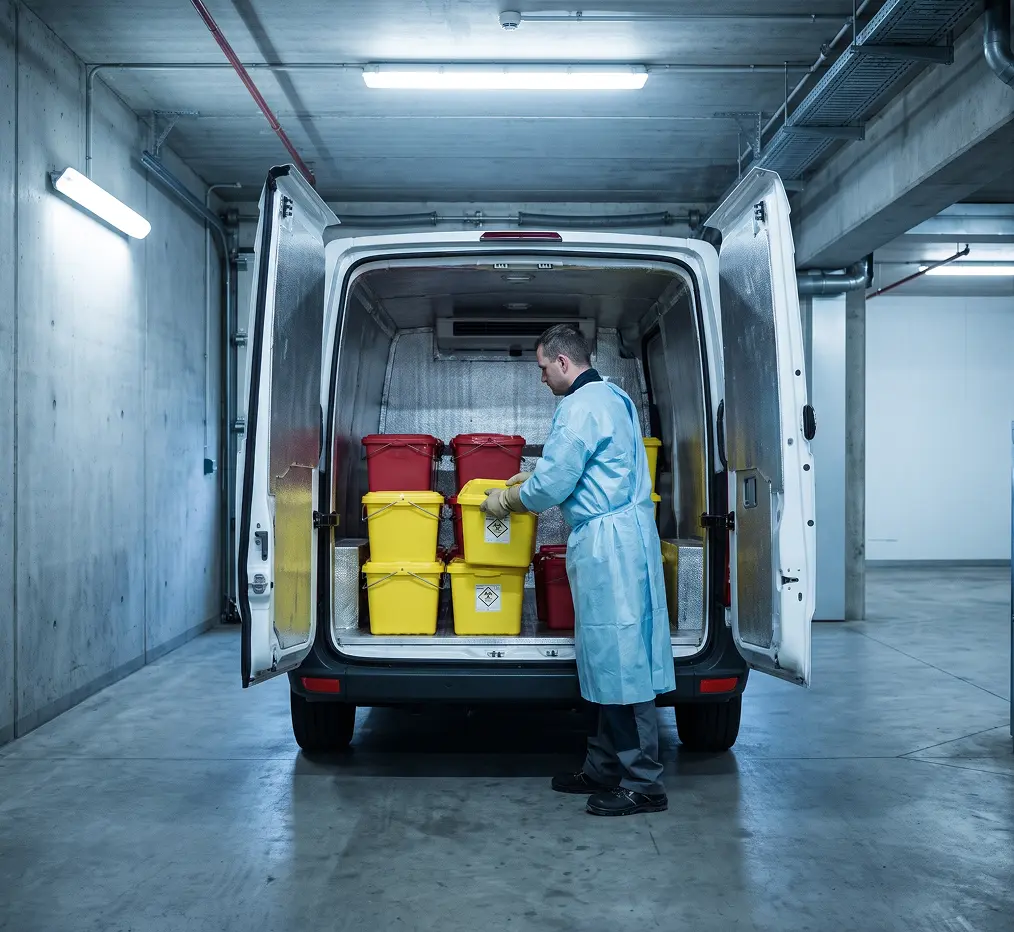 Medical waste loaded for collection