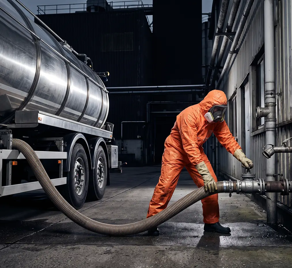 Hazardous waste collected by tanker