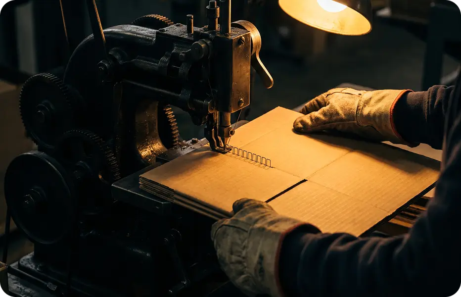 Stitching a carton joint on a finishing line