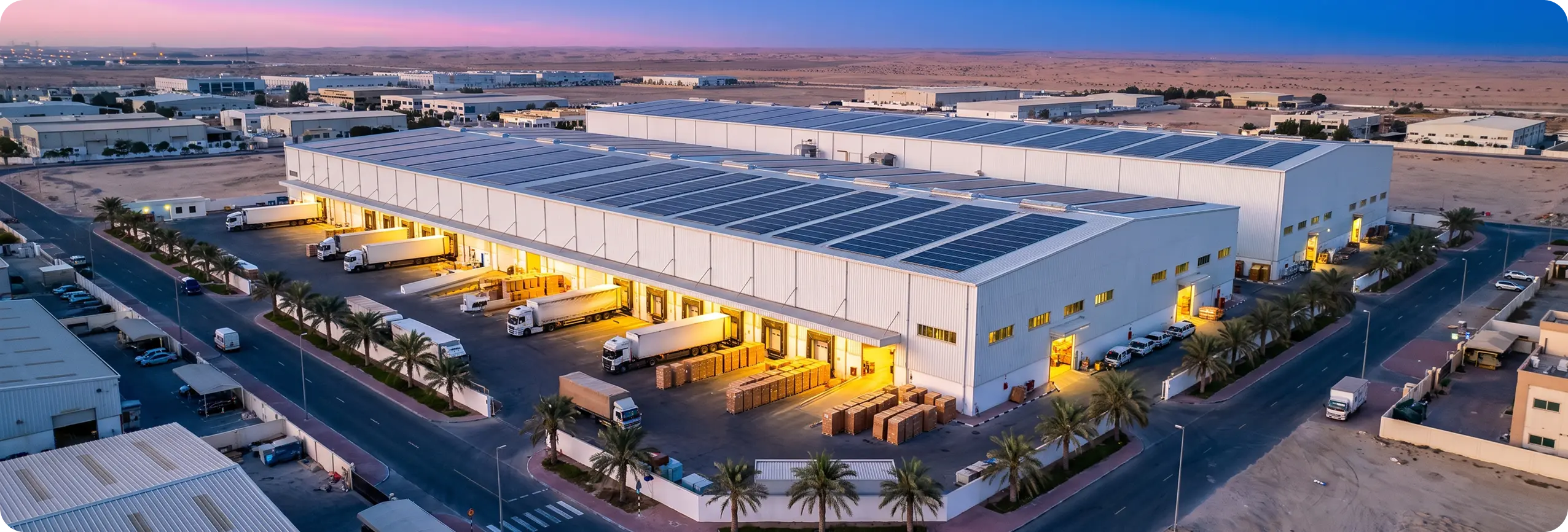 Aerial view of the National Paper Industry plant in Ajman