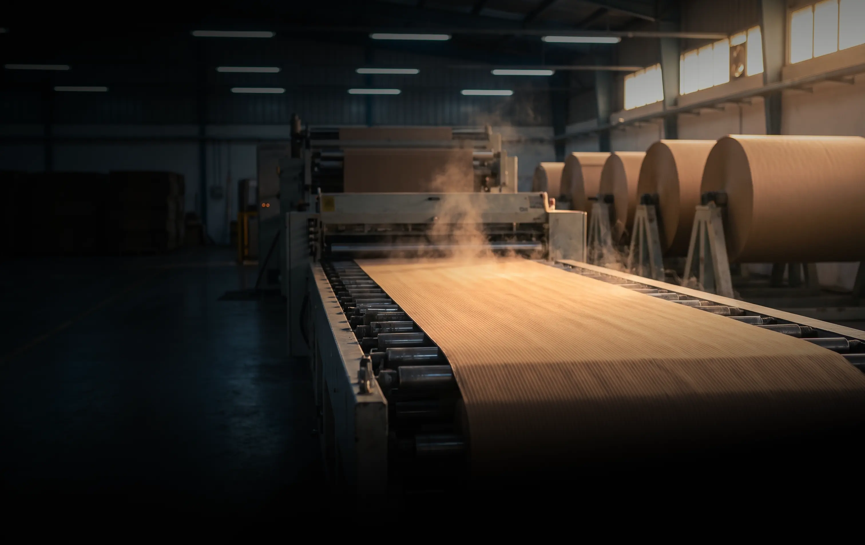 Corrugated board on the production line at National Paper Industry