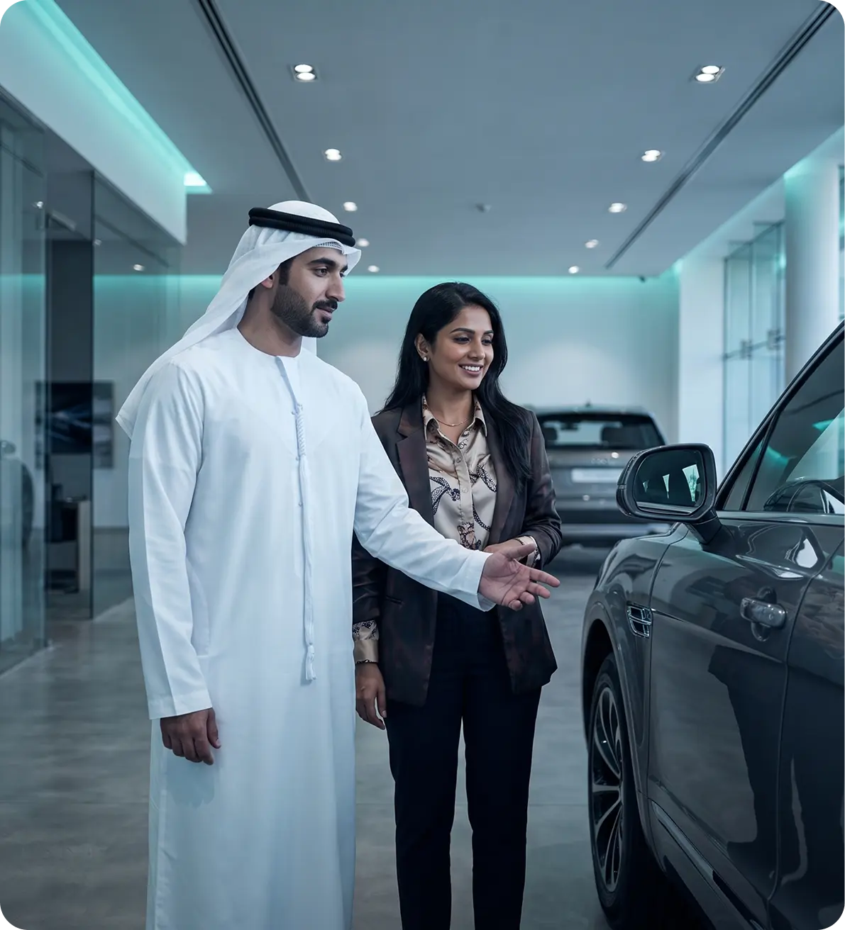 Customers with a vehicle in the showroom