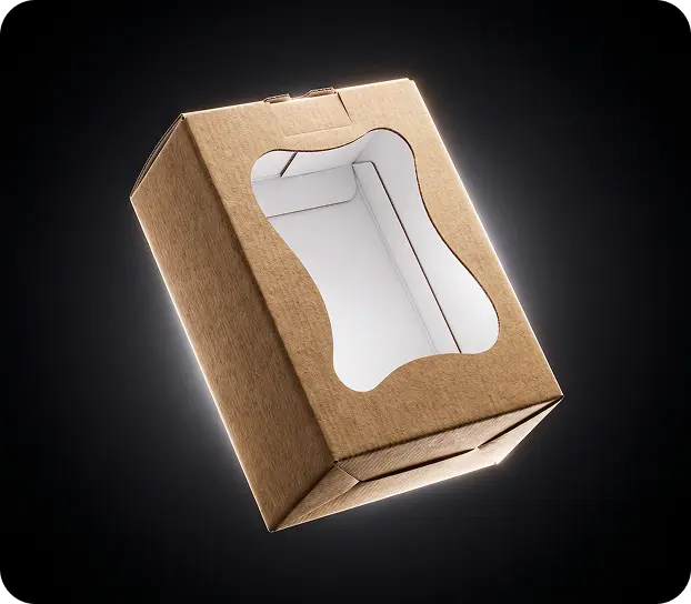 Die-cut box with a display window