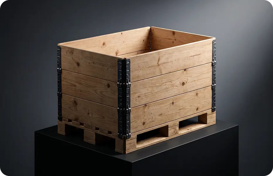 Wooden pallet collar on a pallet