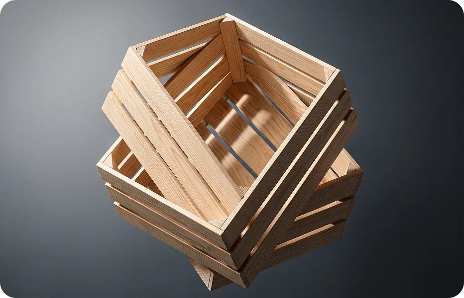 Open wooden crates
