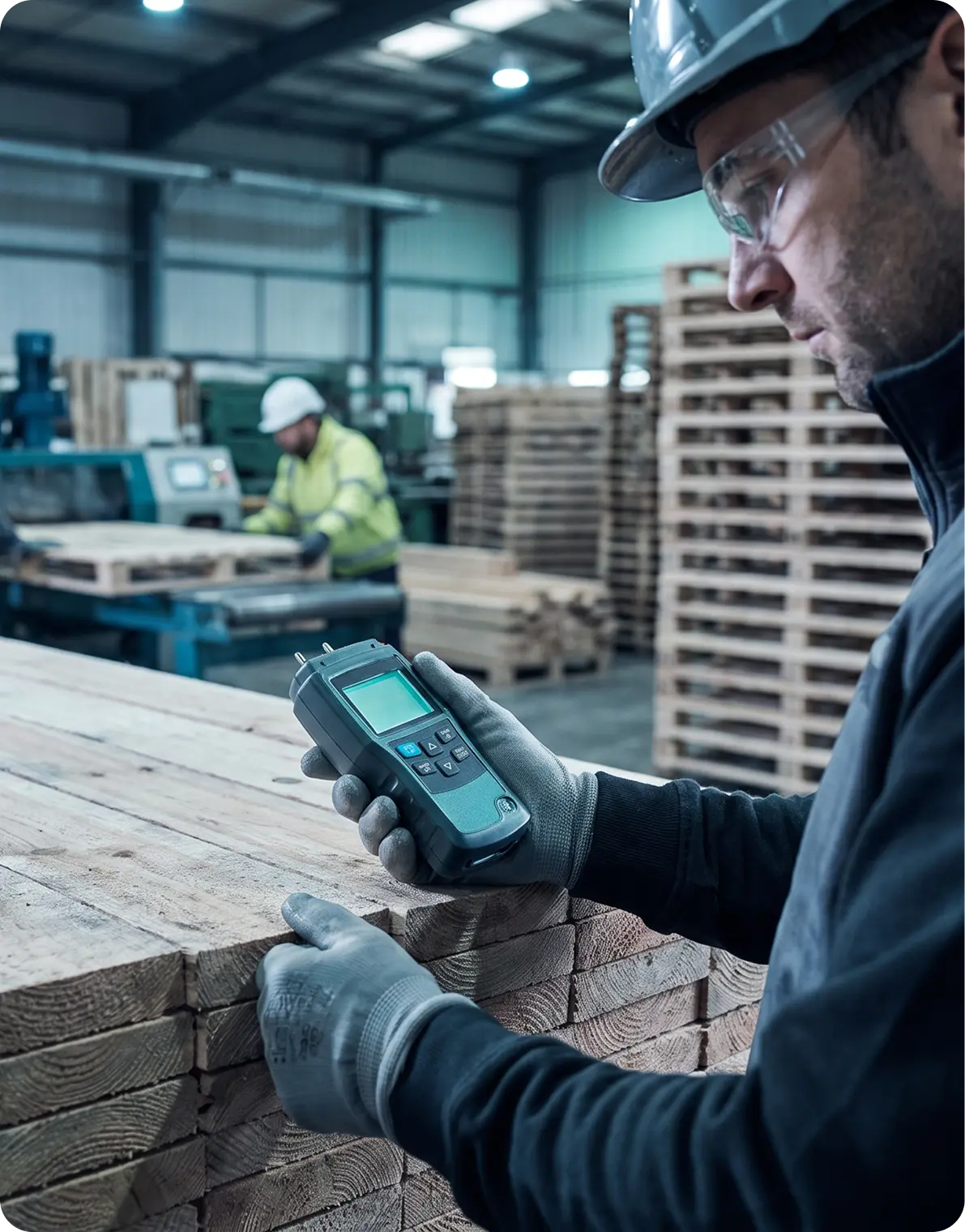 Moisture reading on stacked timber