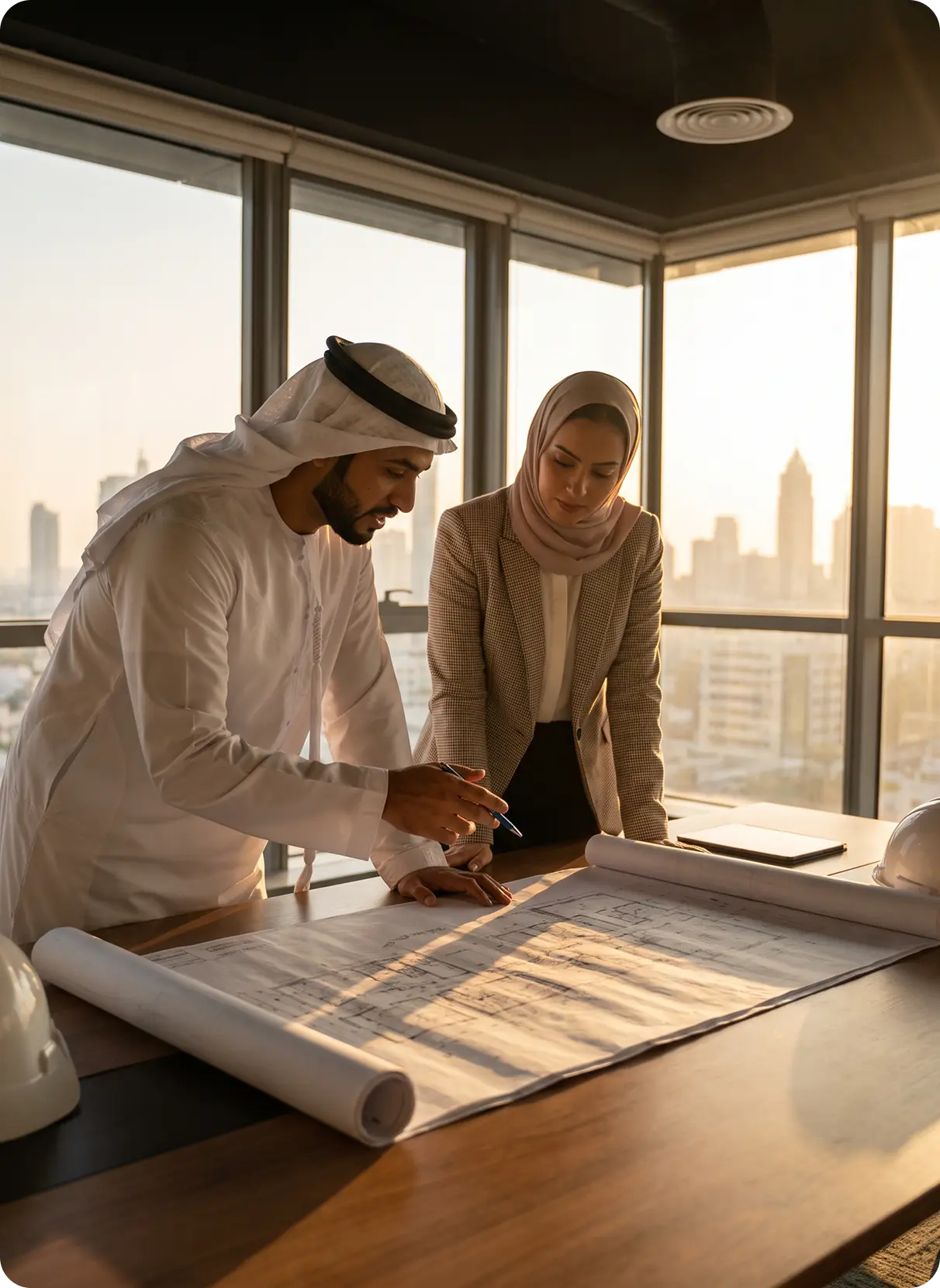 Team reviewing drawings before approval