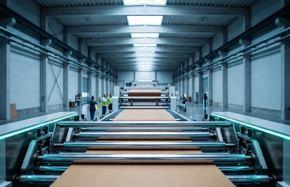 Corrugator forming board on the production line