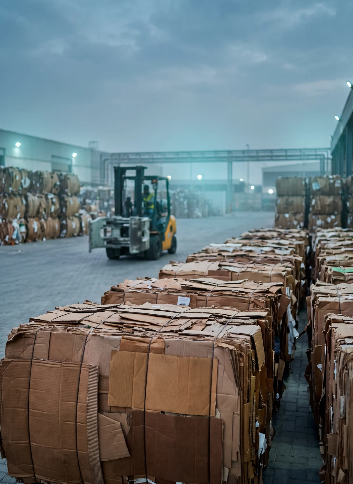 Bales of recovered paper sorted by grade