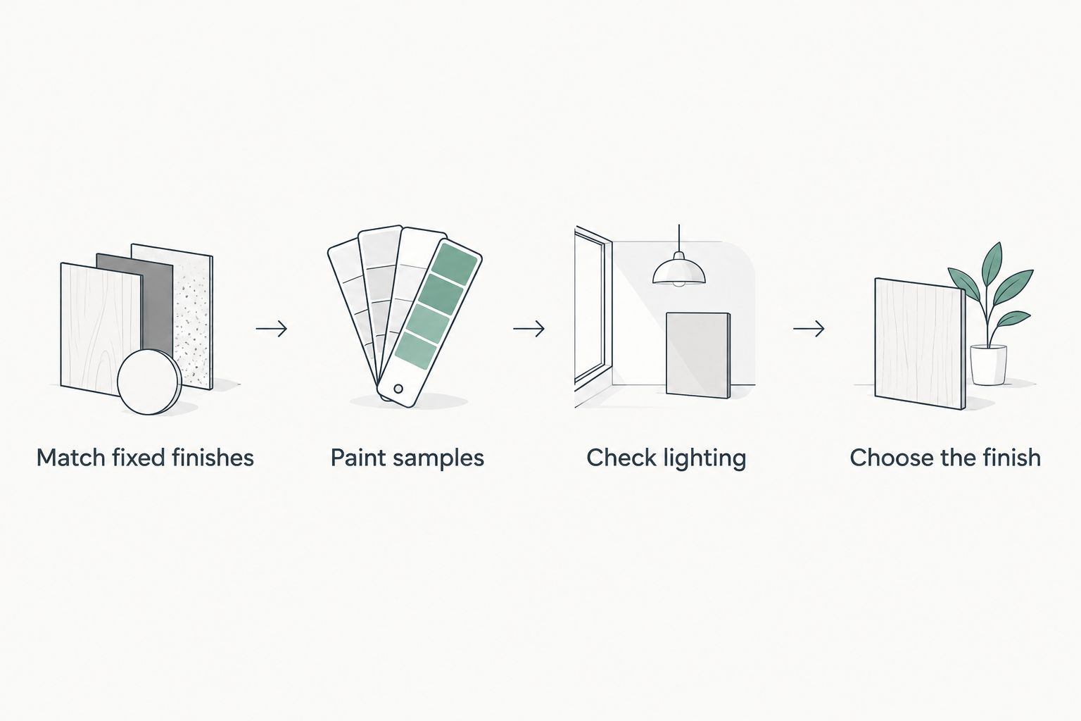 Four steps for comparing office paint samples with finishes and lighting