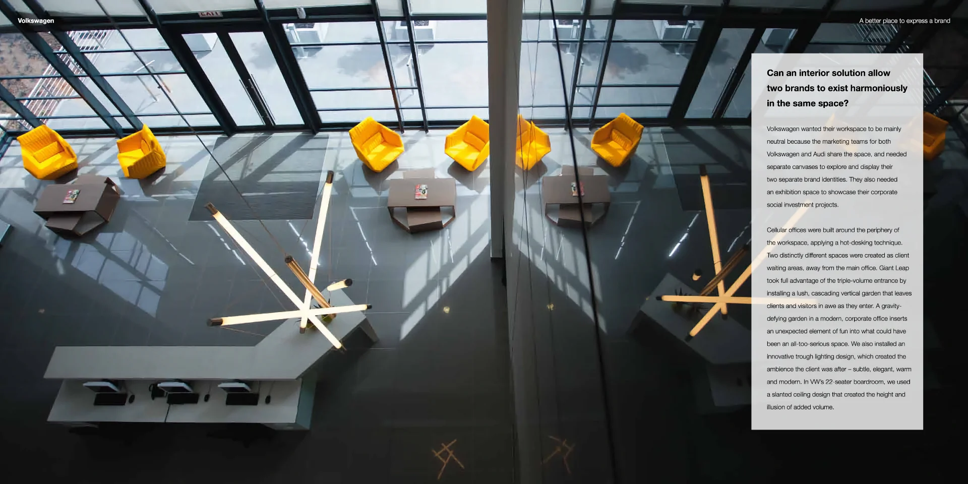 a room filled with lots of yellow chairs