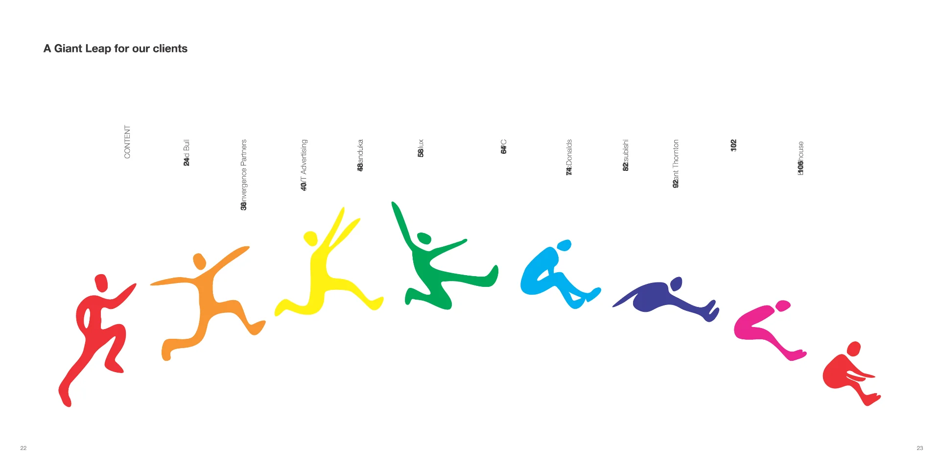 a rainbow coloured poster of people jumping in the air