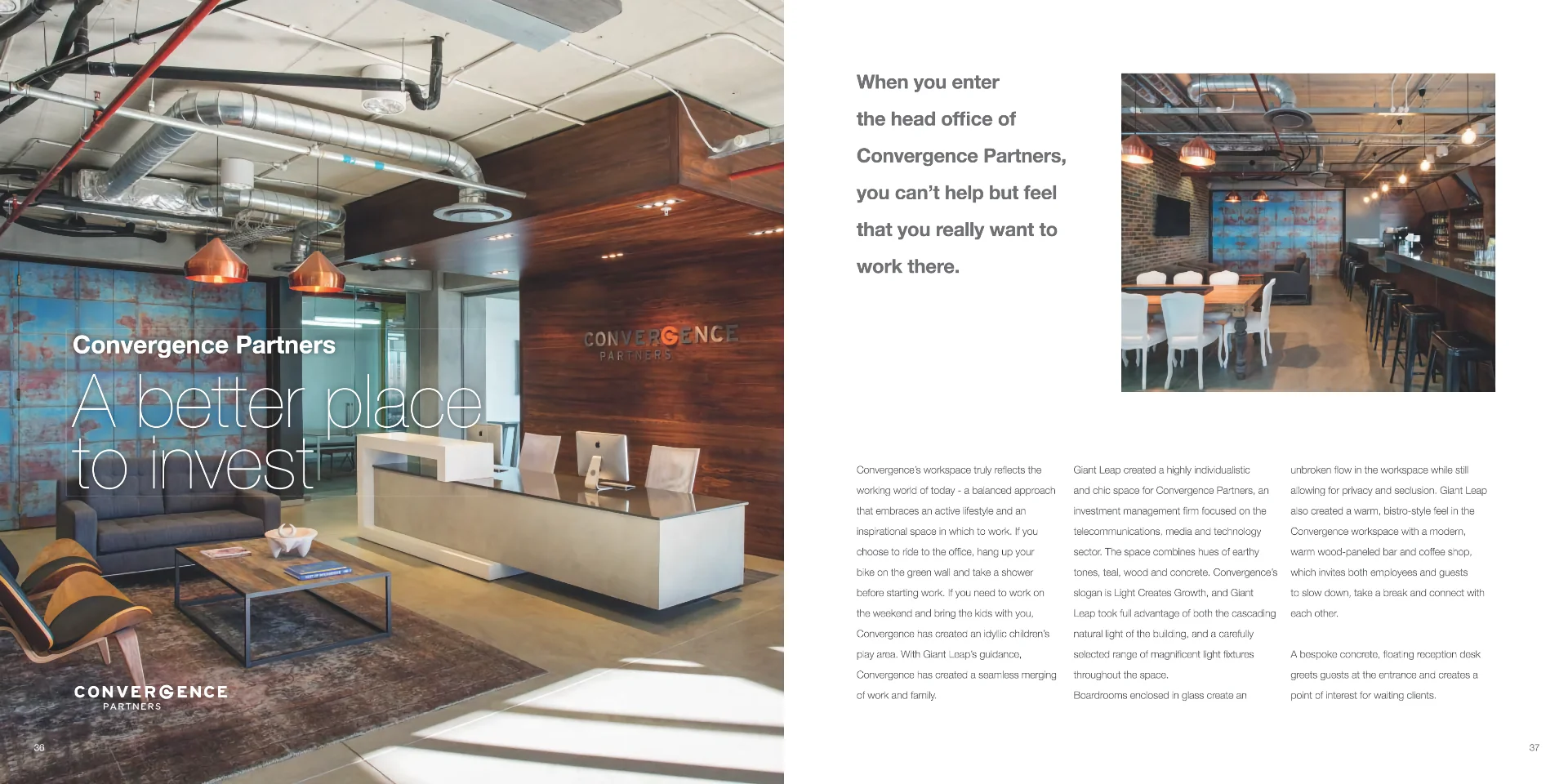a brochure of a conference room with chairs and tables